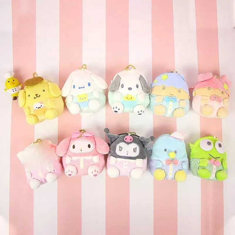 Hot Sale Plush Purse Little Twin Stars Cinnamoroll Dog Kuromi Stuffed Plush Toys Bags Pendant Kids Gifts