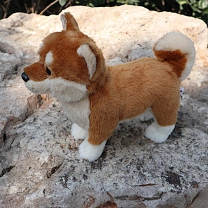 Factory Direct Sale Lifelike Standing Japanese Shiba Inu Plush Toy Cute Yellow Dog Real Life Plush Dog