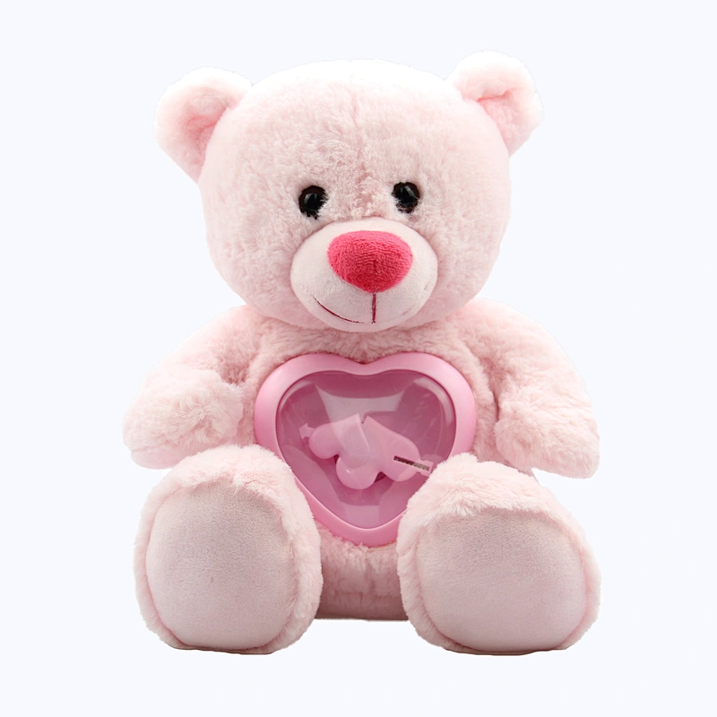 Cute adorable soft stuffed pink teddy bear with sound box and music box valentine gift