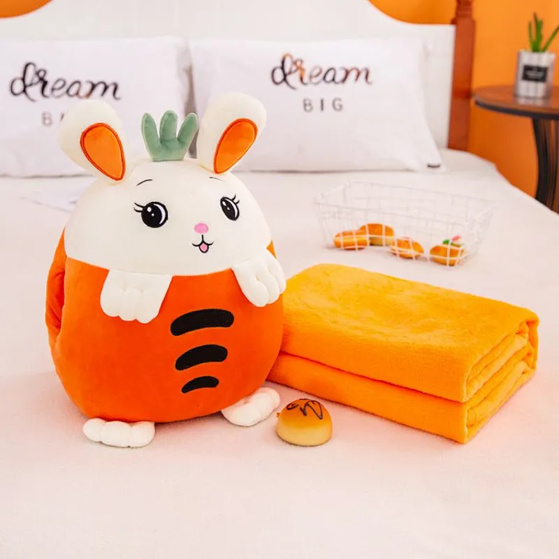 fluffy mouse animal set toy with blanket 2 in 1 travel pillow blanket