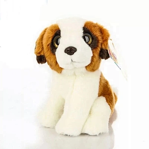 Amazon Hot Selling Lifelike Soft Saint Bernard Dog Plush Toys Cute Sitting Puppy Dogs Stuffed Toy