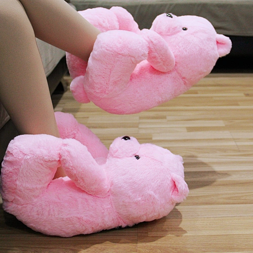 Hot Sale Indoor Cute Plush Slippers Women Cheap Custom Pink Teddy Bear Slippers