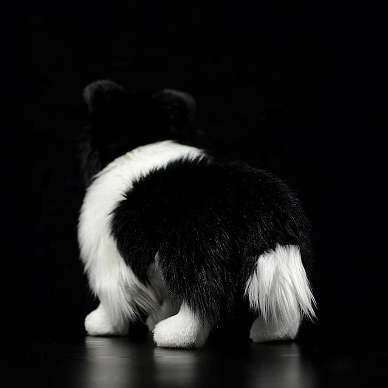 Factory Wholesale Real Life Border Collie Dog Soft Toy Realistic Long Haired Black Dog Plush Puppy Toys