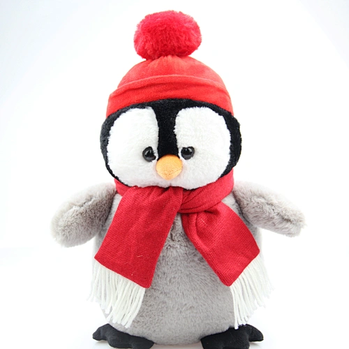 Cute soft stuffed Penguin toy with hat and scarf Christmas gift for friends