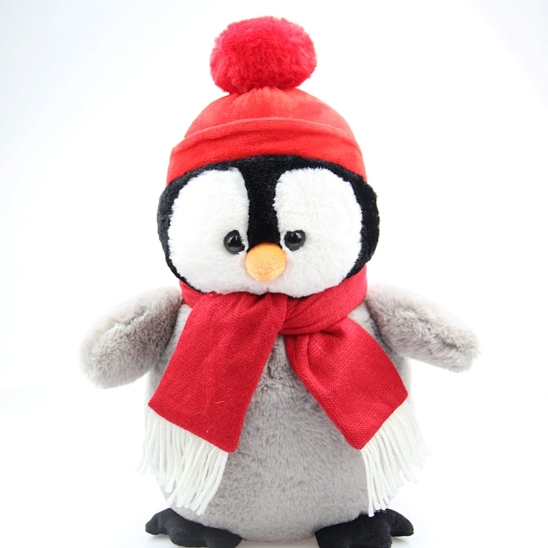 Cute soft stuffed Penguin toy with hat and scarf Christmas gift for friends