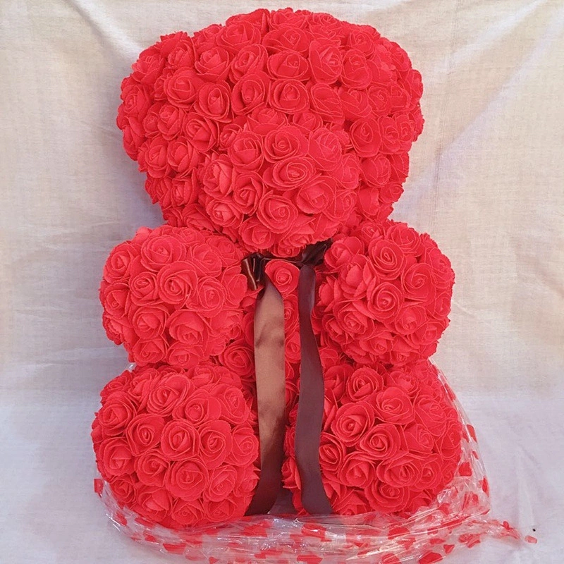 Wholesale cute Valentine Gift Custom Stuffed rose flower teddy bear Plush Toy