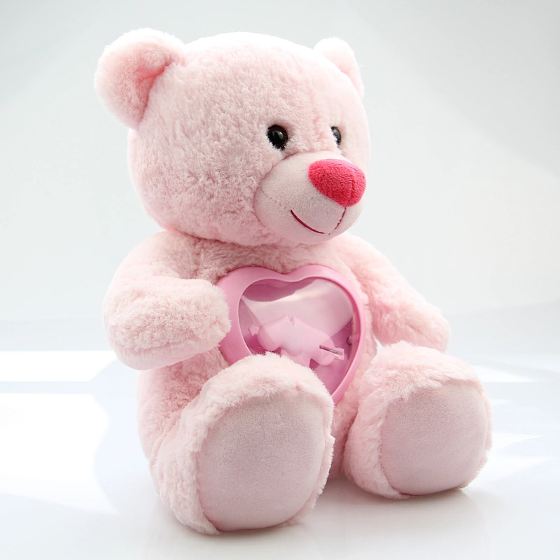 Cute adorable soft stuffed pink teddy bear with sound box and music box valentine gift