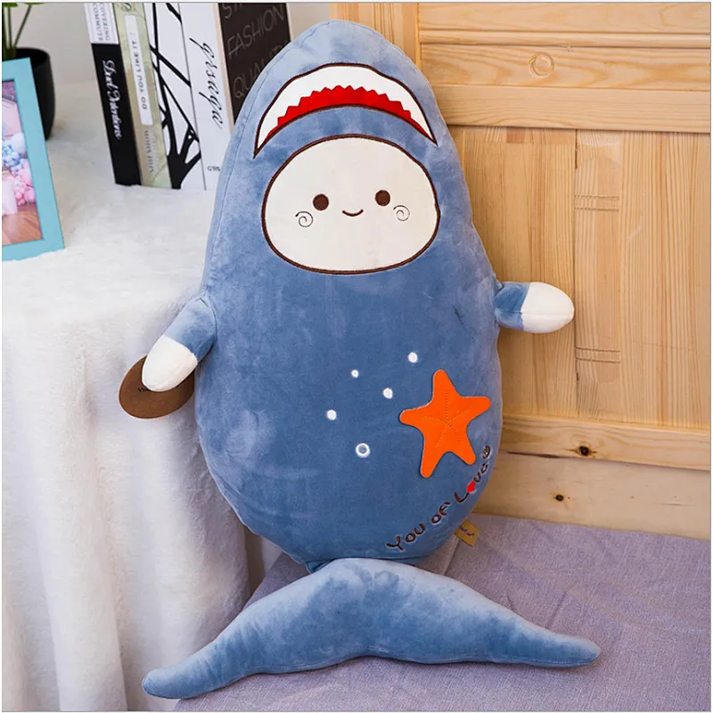 cute shark pillow cute plush toy doll doll children sleeping pillow birthday present