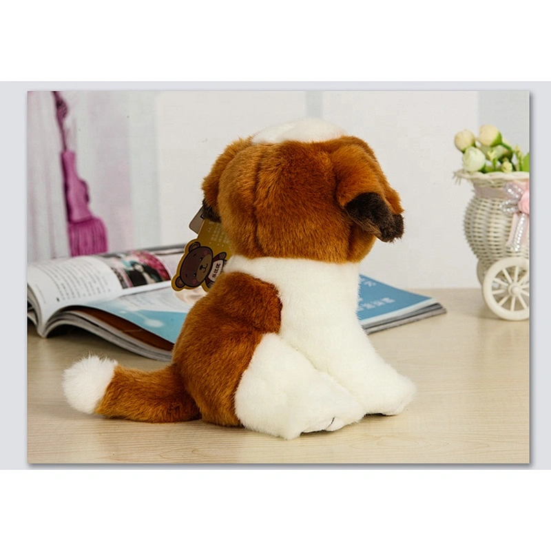 Amazon Hot Selling Lifelike Soft Saint Bernard Dog Plush Toys Cute Sitting Puppy Dogs Stuffed Toy