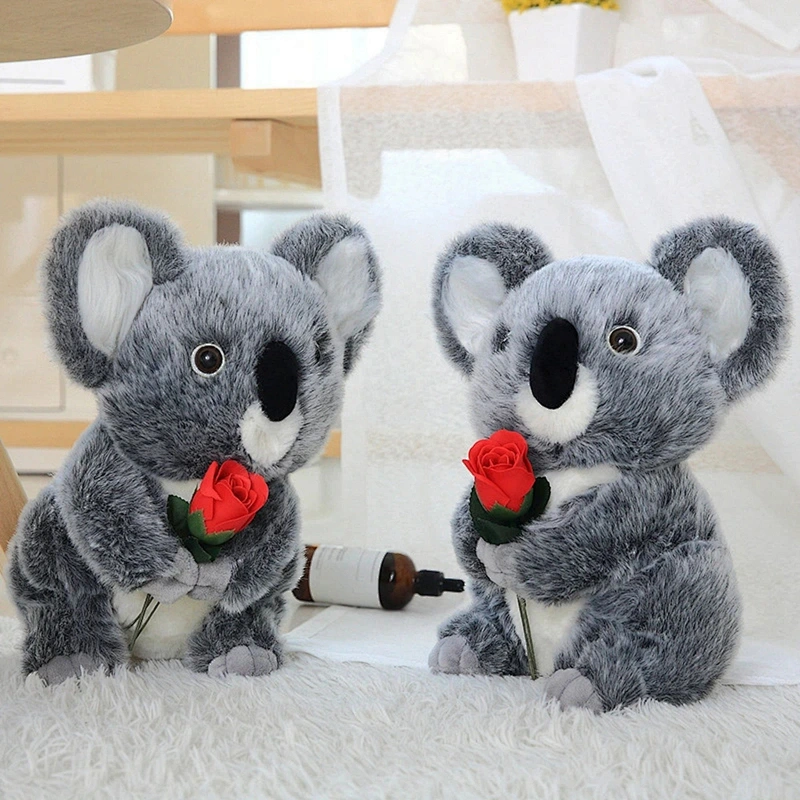Lifelike custom cute Valentine's gift plush Koala toys  with red rose for Kids