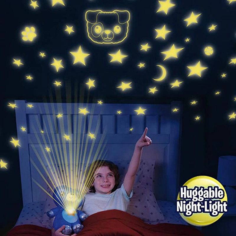 stuffed animal dog puppy plush toys belly button star dream projector night light for christmas