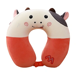 2021 Creative cuddly wholesale stuffed Cow U shaped plush pillow cushion