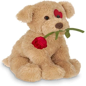 plush toys stuffed dog with rose valentines teddy