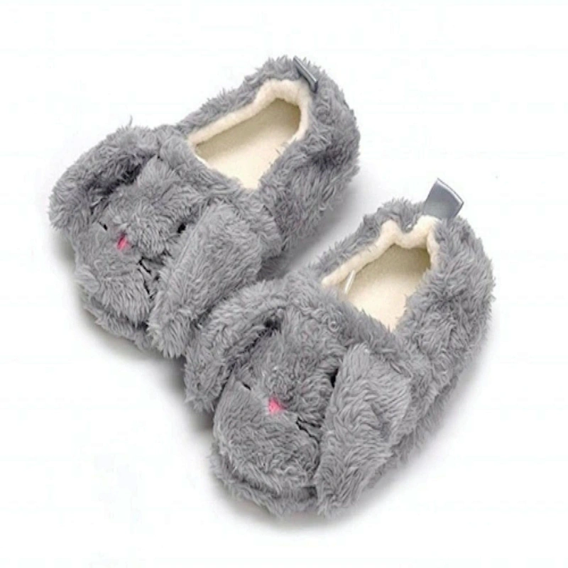 Grey fluffy cute bunny rabbit toy slipper wholesale China supplier