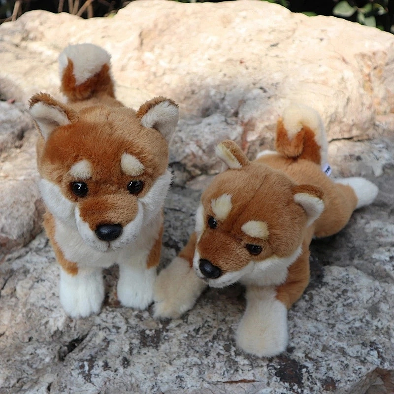 Factory Direct Sale Lifelike Standing Japanese Shiba Inu Plush Toy Cute Yellow Dog Real Life Plush Dog