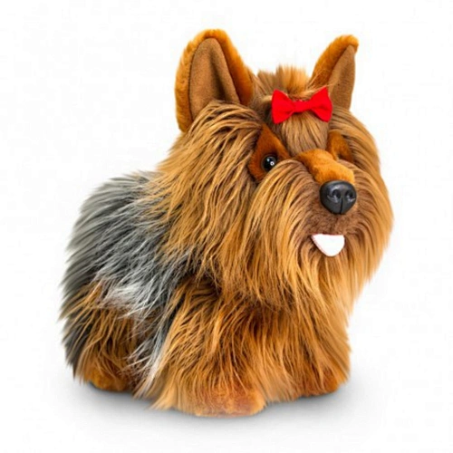 Valentines gift plush lifelike dog stuffed with red bow tie