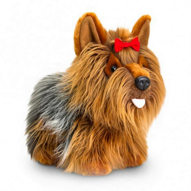 Valentines gift plush lifelike dog stuffed with red bow tie