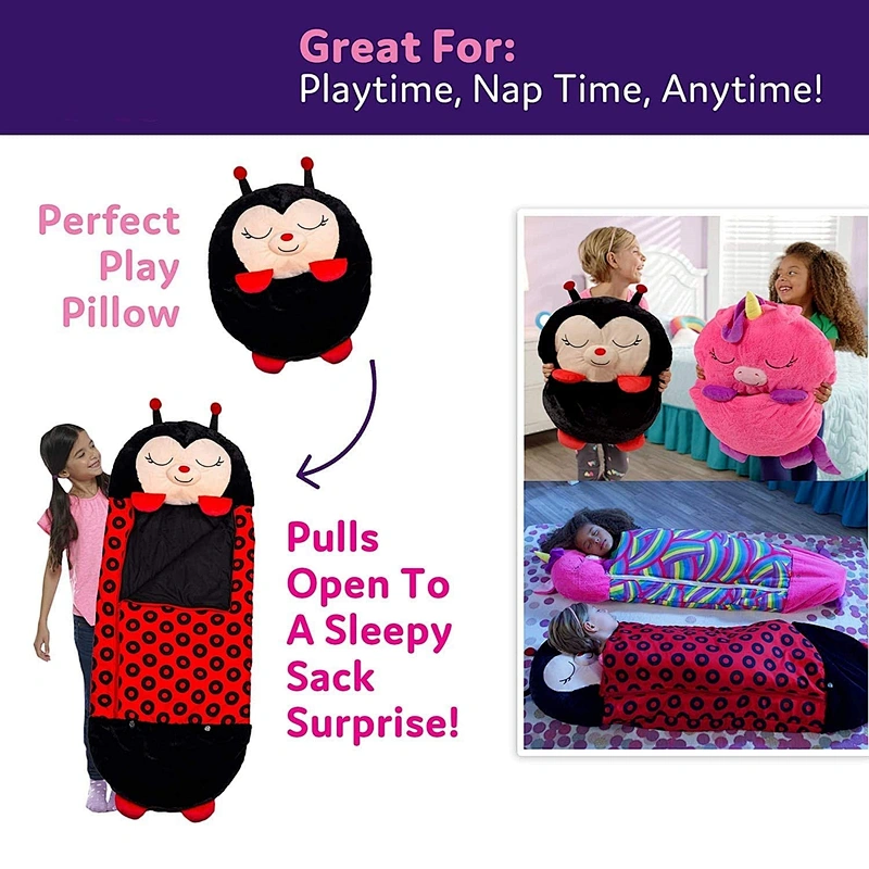 Wholesale custom plush lady bug happy nappers sleeping bag