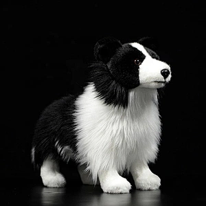 Factory Wholesale Real Life Border Collie Dog Soft Toy Realistic Long Haired Black Dog Plush Puppy Toys
