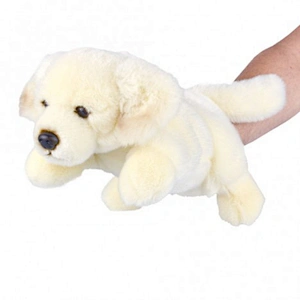 Plush white cute dog eco hand puppet toys