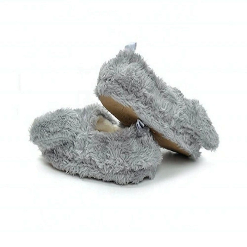 Grey fluffy cute bunny rabbit toy slipper wholesale China supplier