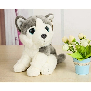 Soft Stuffed Lifelike Sitting Siberian Husky Plush Toys Cute Big Eyed Husky Dog Stuffed Animal