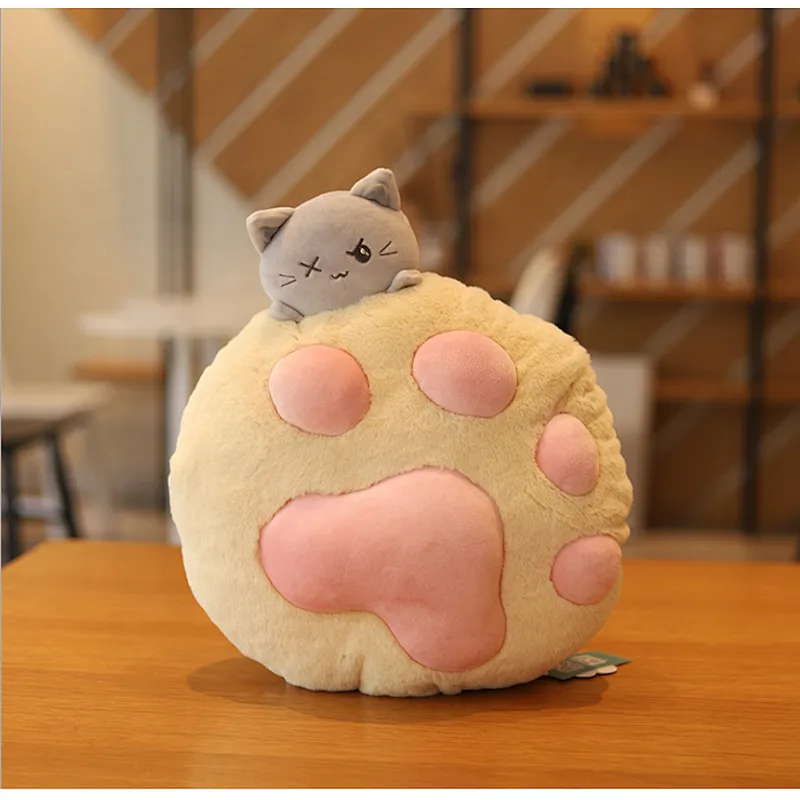 Creative cartoon cat paw multifunctional pillow blanket plush toys 2 in 1 air conditioning blanket pillow customized logo