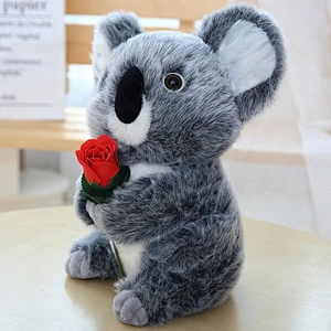 Lifelike custom cute Valentine's gift plush Koala toys  with red rose for Kids
