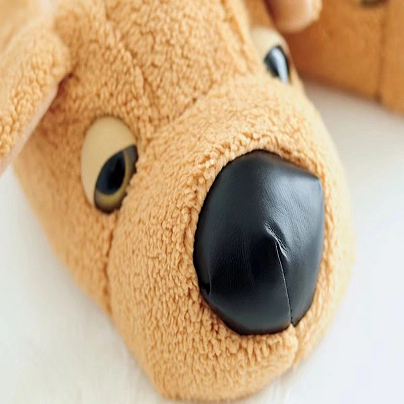 Wholesale Indoor Customized Winter warm kids stuffed dog plush slipper shoes