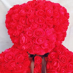 Wholesale cute Valentine Gift Custom Stuffed rose flower teddy bear Plush Toy