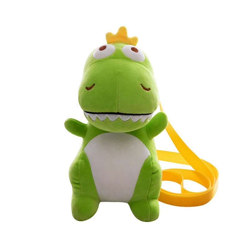 Popular Promotional plush pink dino with crown bag