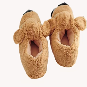 Wholesale Indoor Customized Winter warm kids stuffed dog plush slipper shoes