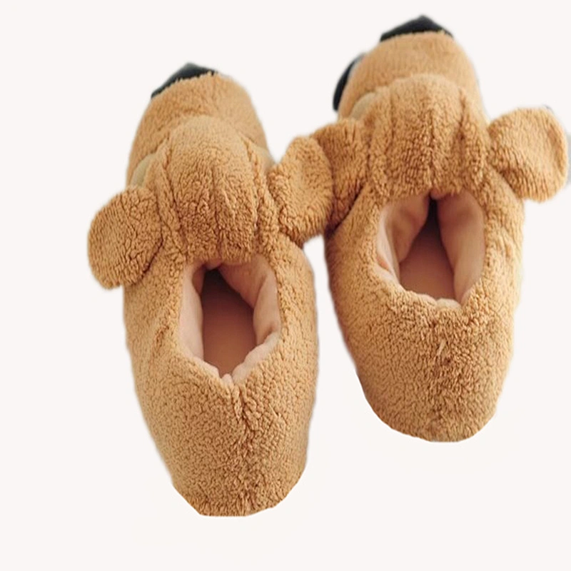 Wholesale Indoor Customized Winter warm kids stuffed dog plush slipper shoes