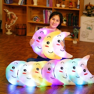 34CM Creative Toy Luminous Pillow Soft Stuffed Plush Glowing Colorful Stars Cushion