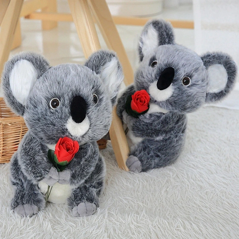 Lifelike custom cute Valentine's gift plush Koala toys  with red rose for Kids