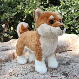 Factory Direct Sale Lifelike Standing Japanese Shiba Inu Plush Toy Cute Yellow Dog Real Life Plush Dog