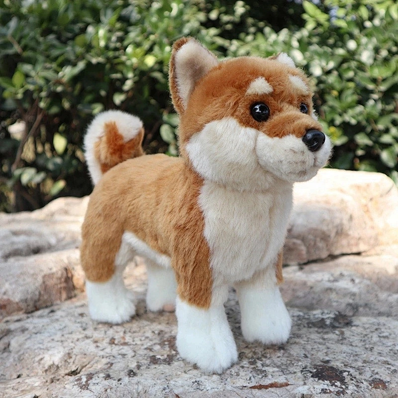 Factory Direct Sale Lifelike Standing Japanese Shiba Inu Plush Toy Cute Yellow Dog Real Life Plush Dog