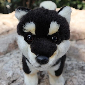 Cute Standing Black Shiba Inu Plush Toy Soft Japanese Dogs Stuffed Animal Kids Toys Birthday Christmas Valentines Gifts