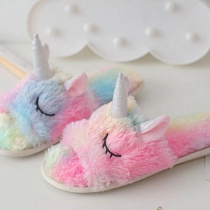 new novelty different colors custom unicorn plush slipper