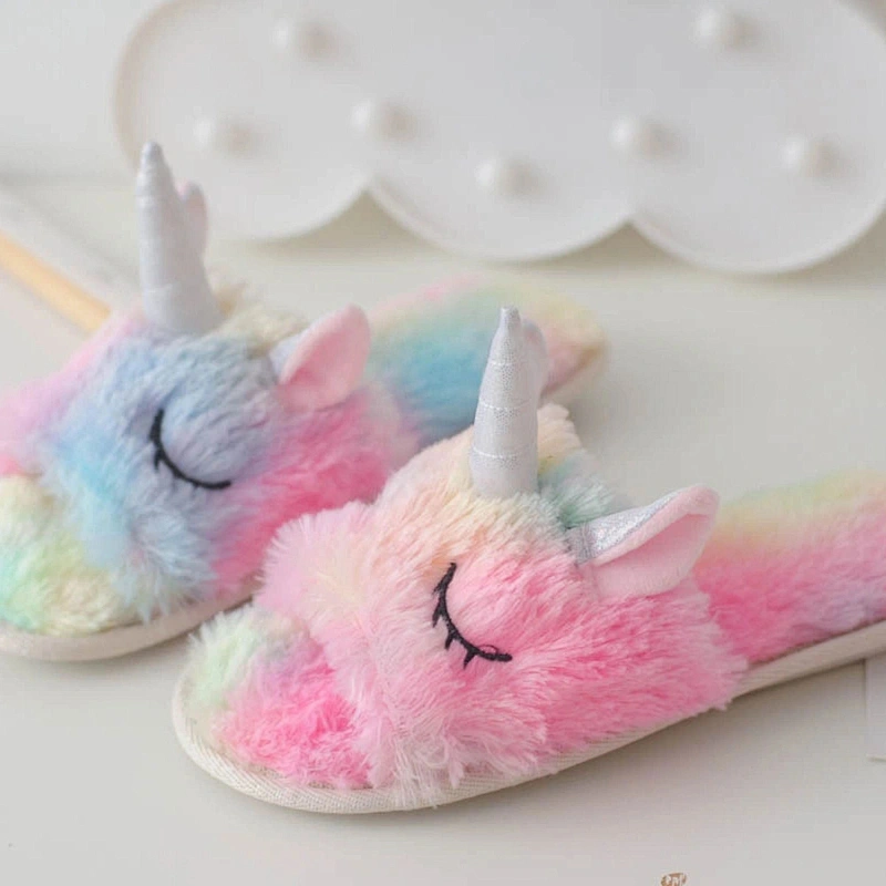 new novelty different colors custom unicorn plush slipper
