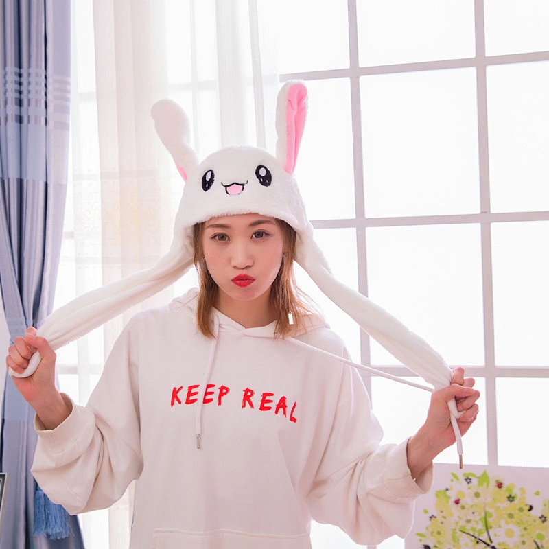 Plush rabbit shaped with long ear hat naughty toy