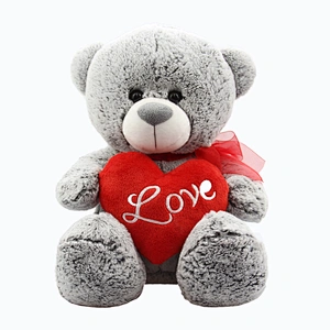 Soft stuffed plush sitting teddy bear holding heart valentine gift with wholesales price