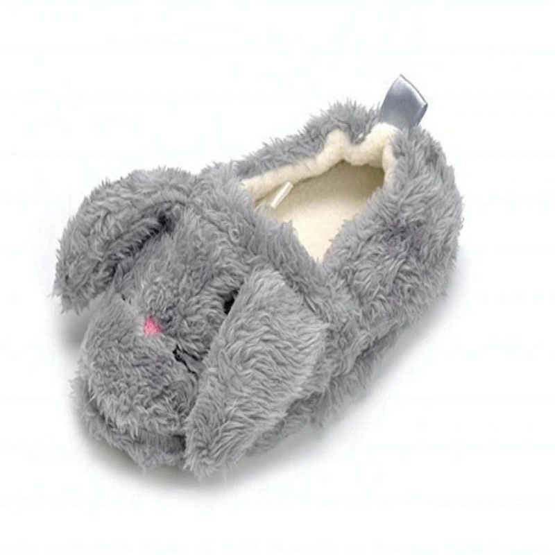 Grey fluffy cute bunny rabbit toy slipper wholesale China supplier