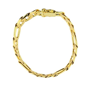 Miss Jewelry Hiphop men 916 gold bracelet weight gold figaro chain bracelet