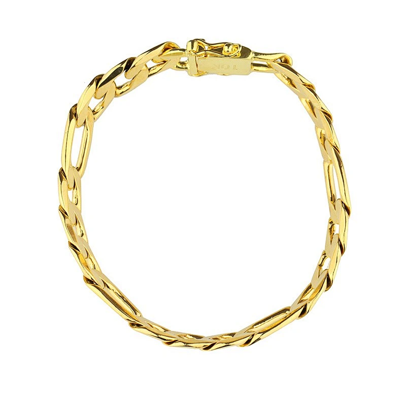 Miss Jewelry Hiphop men 916 gold bracelet weight gold figaro chain bracelet
