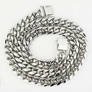 316l Stainless Steel White 18k Gold Plated Chain Necklaces Hip Hop Mens