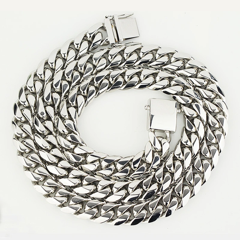 316l Stainless Steel White 18k Gold Plated Chain Necklaces Hip Hop Mens