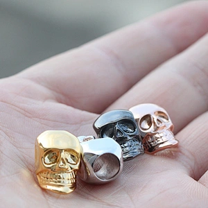 Miss Jewelry Supply Wholesale Charm Custom Metal Beads, 14K Gold 925 Sterling Silver Skull Bead