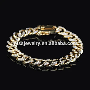 Missjewelry 18mm Heavy Link 18K Gold Men Cuban Chain Bracelet Diamond