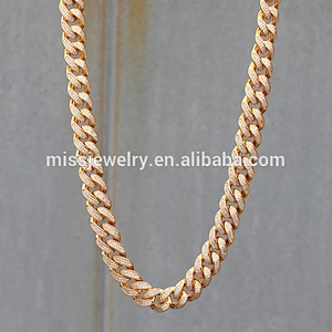 Miss Jewelry Hiphop Men's 14K Gold Necklace Cuban Chains, Bling Bling Chains Wholesale